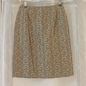 Talbot's Petite Gold & Black Paisley Skirt